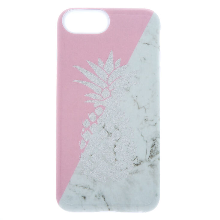 Pink & Marble Pineapple Protective Phone Case - Fits iPhone 6/7/8 Plus,