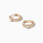 Gold-tone 15MM Squiggle Pearl Huggie Hoop Earrings,