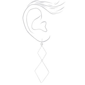 Silver 2.5&quot; Wired Diamond Drop Earrings,