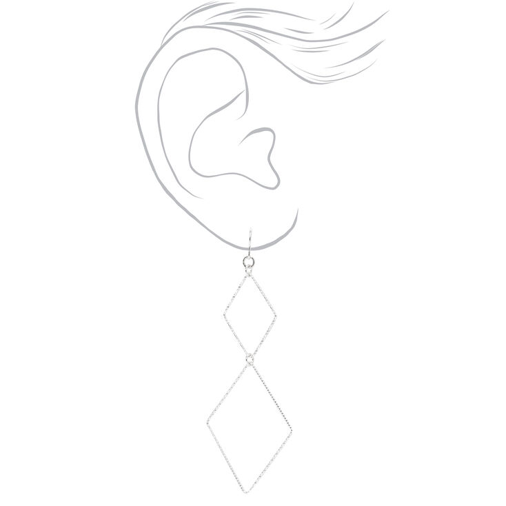 Silver 2.5&quot; Wired Diamond Drop Earrings,