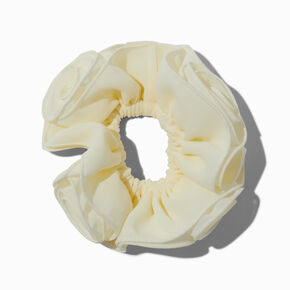 Ivory Sheer Rose Design Medium Hair Scrunchie,