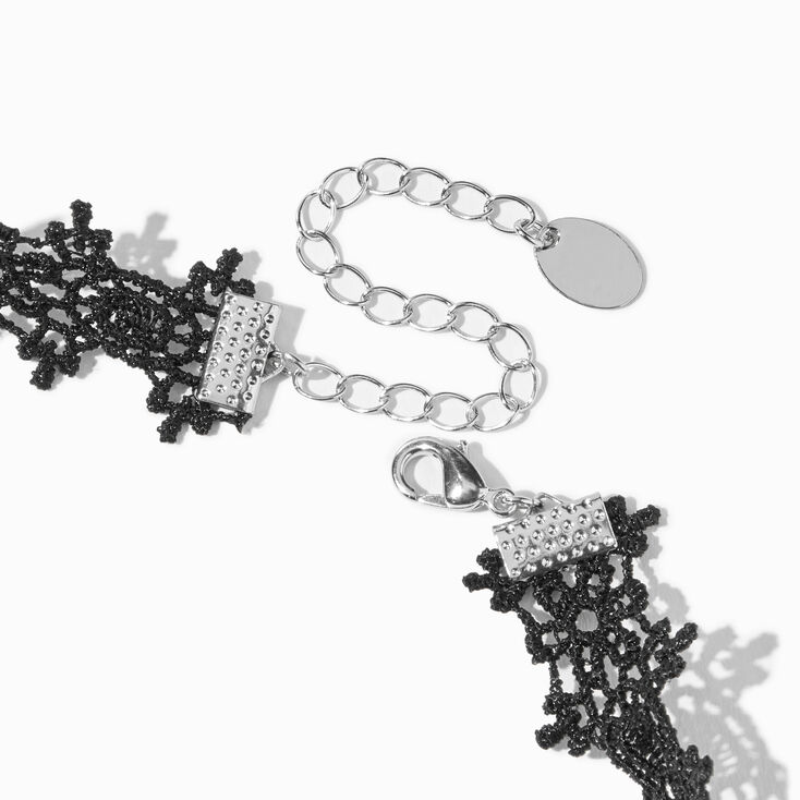 Goth Bride Black Lace Cross Choker Necklace,