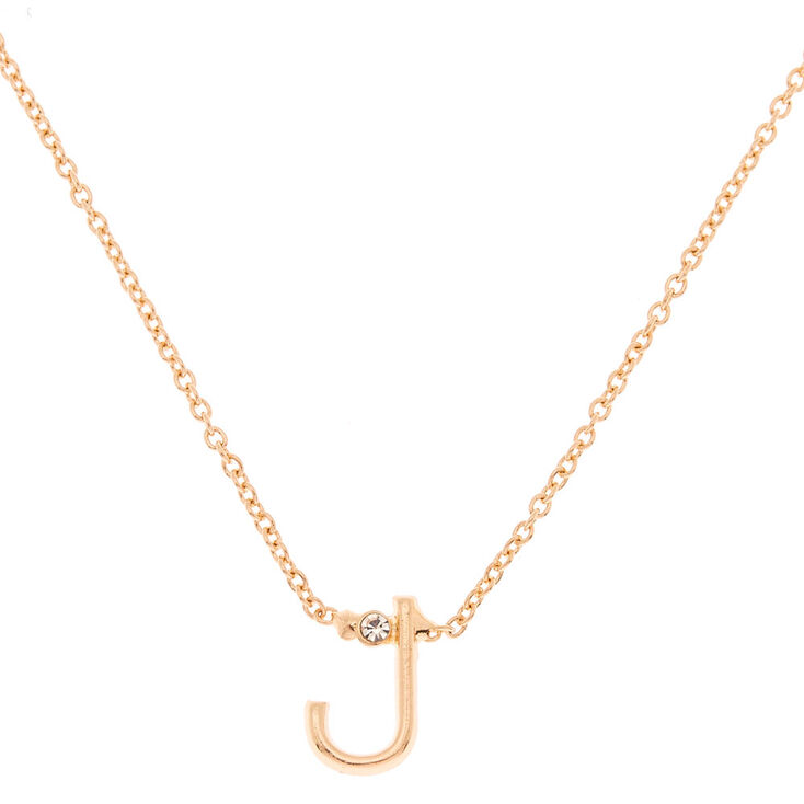Gold Initial Necklace - J,