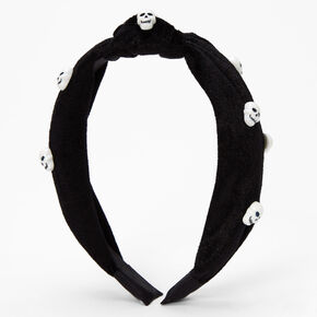 Skull Charm Knotted Headband - Black,