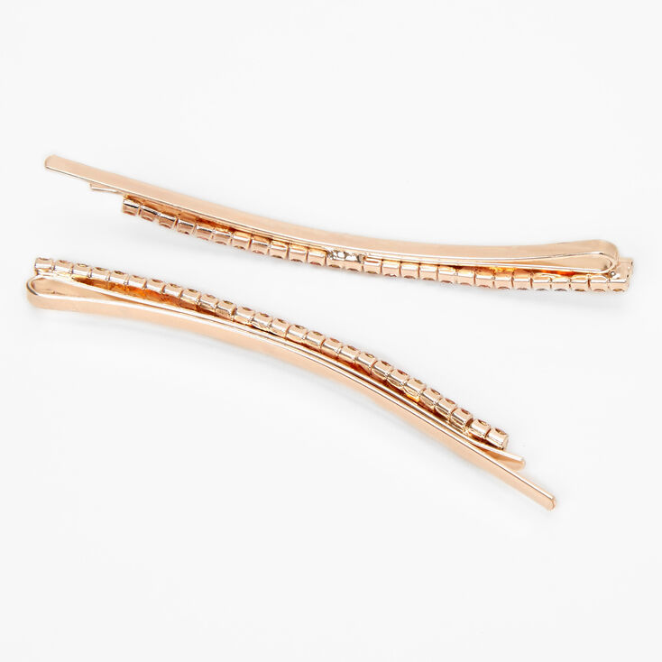 Rose Gold Rhinestone Hair Pins - 2 Pack,