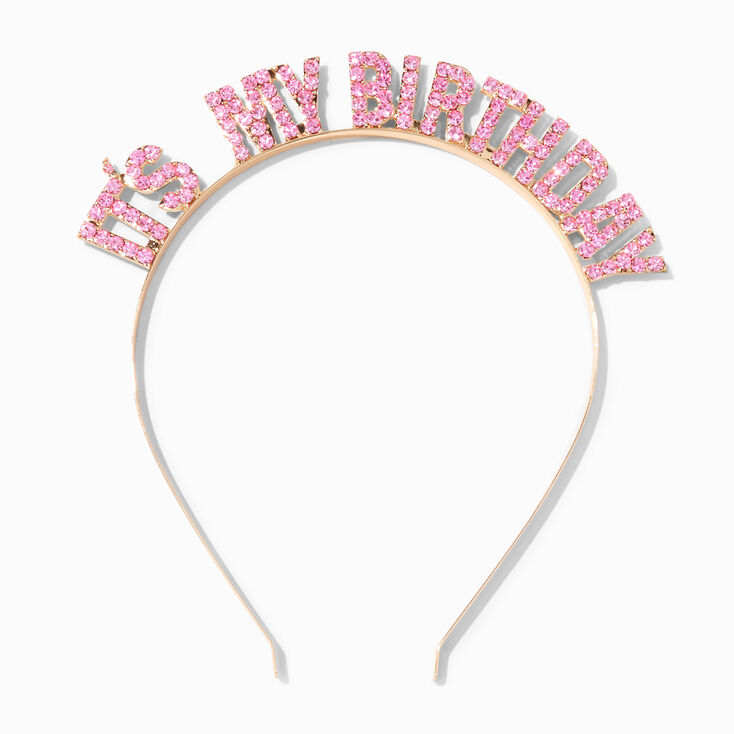 &quot;It&#39;s My Birthday&quot; Pink Gemstone Headband,