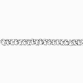 Silver Flat Curb Chain Choker Necklace ,