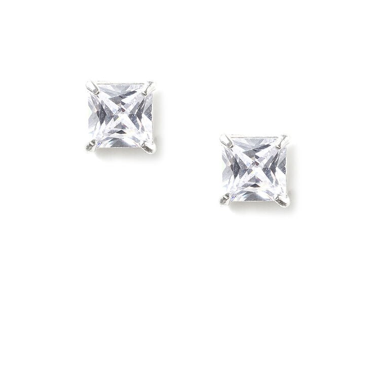 Sterling Silver Cubic Zirconia Stud Earrings,