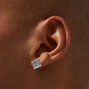 Silver Crystal Pav&eacute; Circle Stud Earrings,
