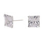 Sterling Silver Cubic Zirconia Square Martini Stud Earrings - 8MM,
