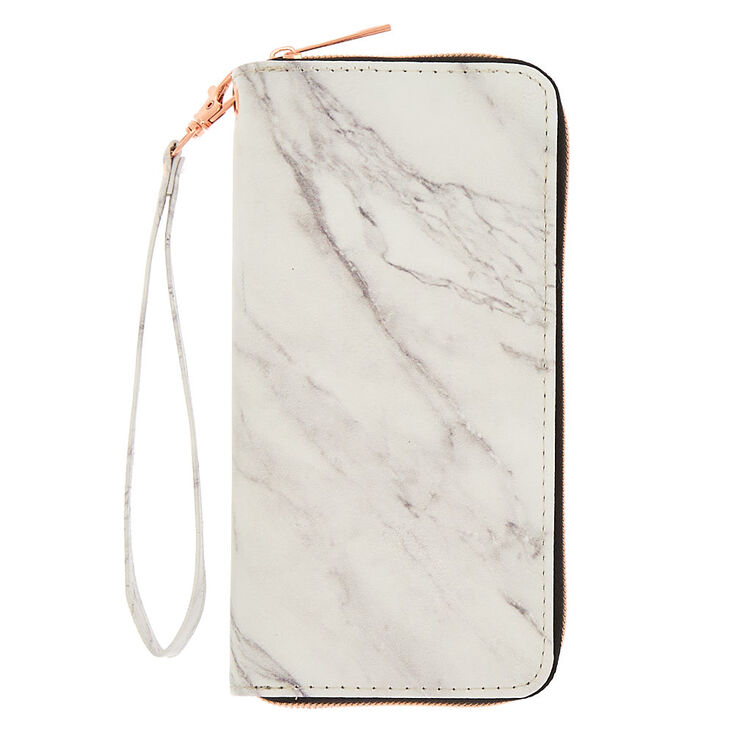 Marble Zipper Wristlet - White,