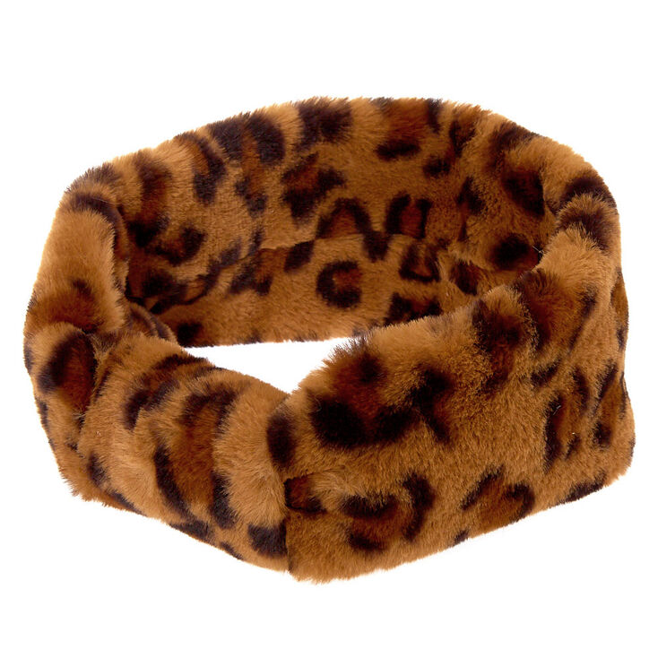 Plush Leopard Ear Muff Headwrap,