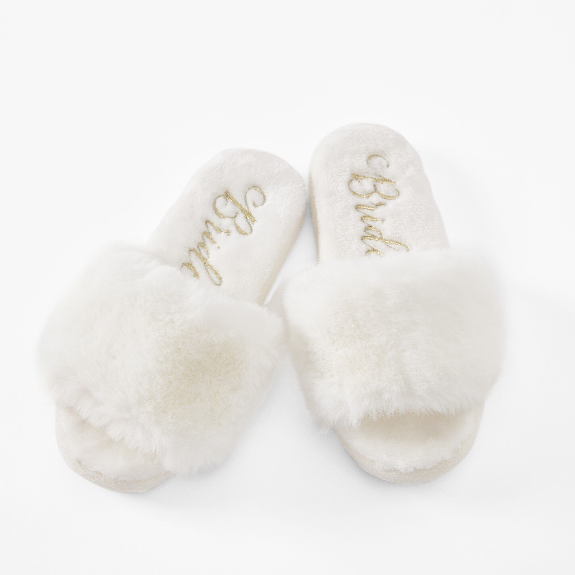 White fluffy bridal slippers sale