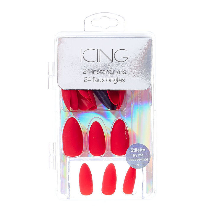 Matte Faux Nail Set - Red, 24 Pack,