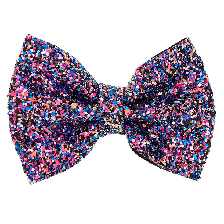 Space Glitter Hair Bow Clip - Pink,