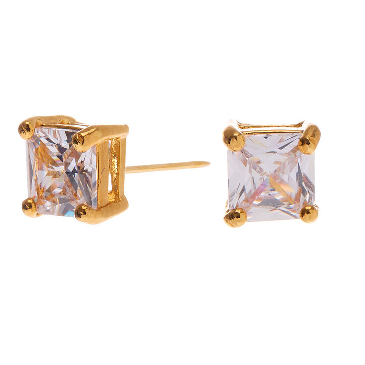 ICING Select 18k Yellow Gold Plated Cubic Zirconia 5MM Square Stud Earrings,