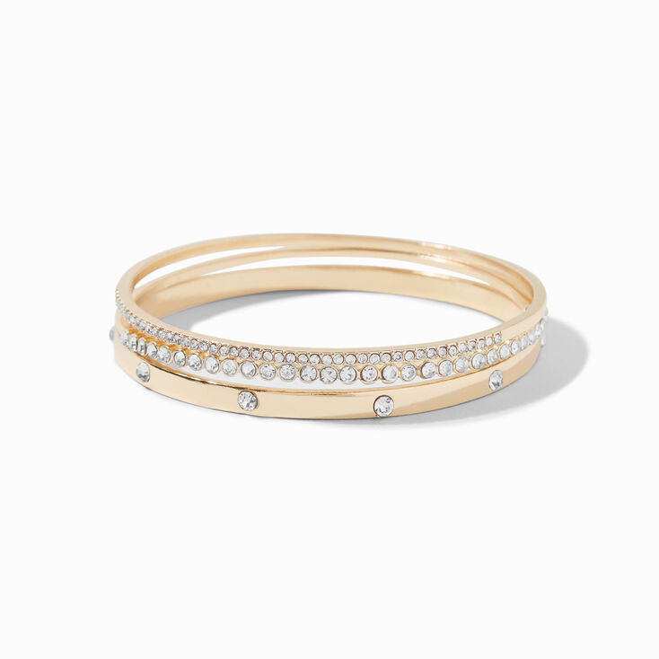 Gold-tone Crystal Bracelet Set - 3 Pack | Icing US