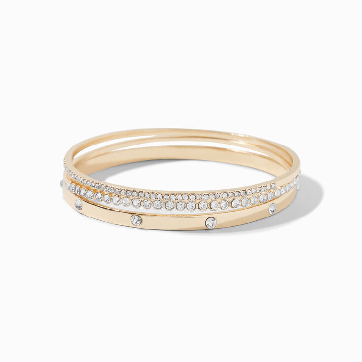 Gold-tone Crystal Bracelet Set - 3 Pack,
