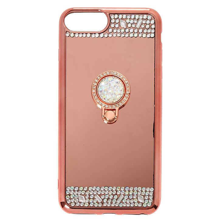 Rose Gold Mirrored Ring Stand Phone Case - Fits iPhone 6/7/8/SE,