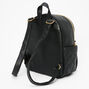 Faux Leather Gold Pearl Studded  Mini Backpack - Black,