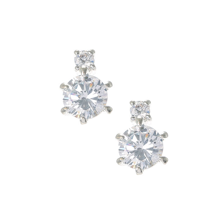 Shimmering Round Cubic Zirconia Drop Earrings,