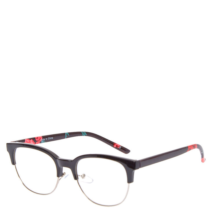 Rose Browline Clear Lens Frames - Black,