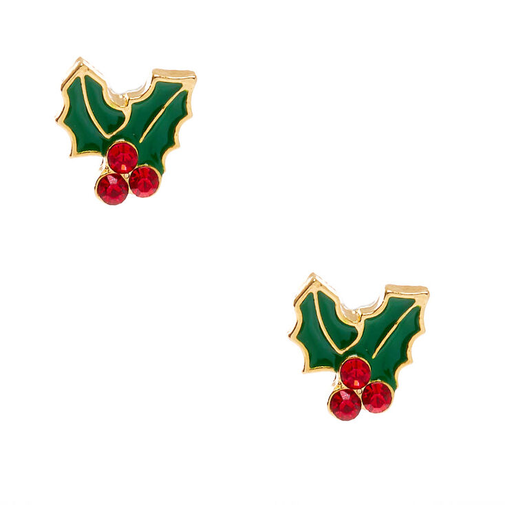 18kt Gold Plated Crystal Holly Stud Earrings,