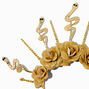 Golden Snakes &amp; Roses Halo Crown Headband,