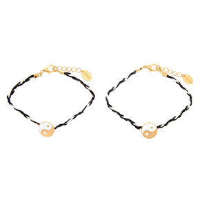 Gold Yin &amp; Yang Wrapped Chain Bracelets - 2 Pack,