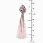 Pink Tassel &amp; Gemstone 5&quot; Drop Earrings,