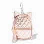 Metallic Rose Gold Cat Ears Mini Backpack Keychain,