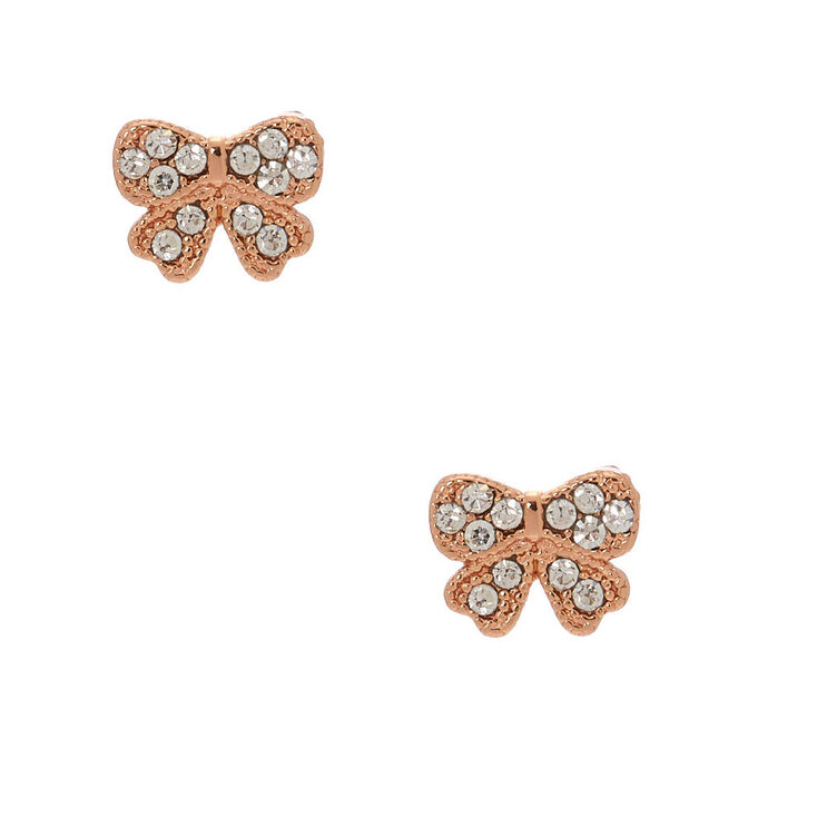 18kt Rose Gold Plated Bow Stud Earrings,