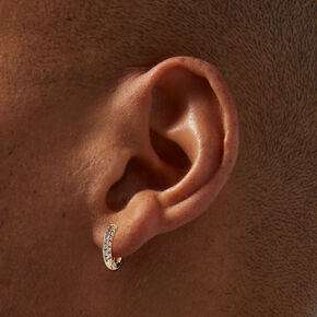 Rose Gold-tone 10MM Cubic Zirconia Hoop Earrings,