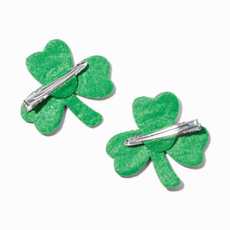St. Patrick&#39;s Day Crystal Shamrock Hair Clips - 2 Pack,