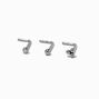 Silver-tone Titanium Mixed 20G Nose Studs - 3 Pack,