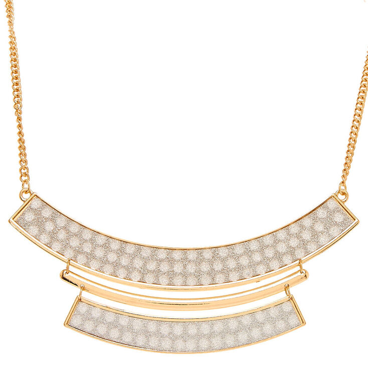 Shimmering Silver Panel Statement Necklace,