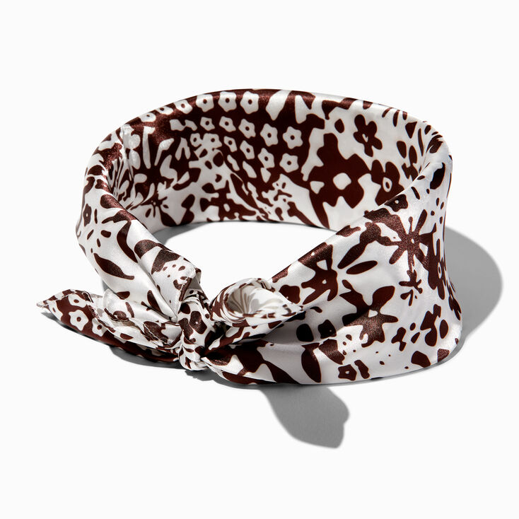 Brown Daisy Silky Bandana Headwrap,