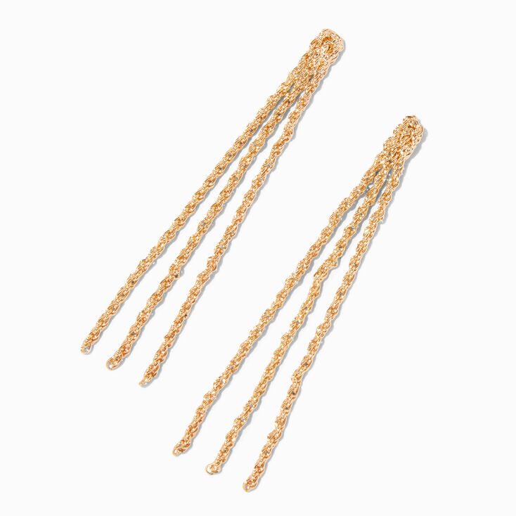 Gold Braided 3&quot; Chain Drop Earrings,