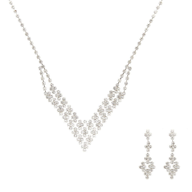 Crystal V Necklace & Earring Set,