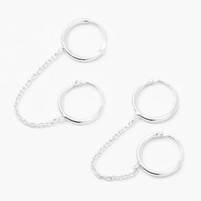 Silver 10MM Connector Chain Earrings,