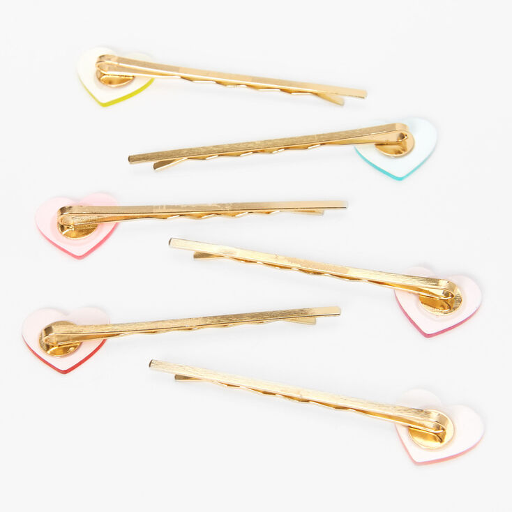 Pastel Heart Hair Pins - 6 Pack,