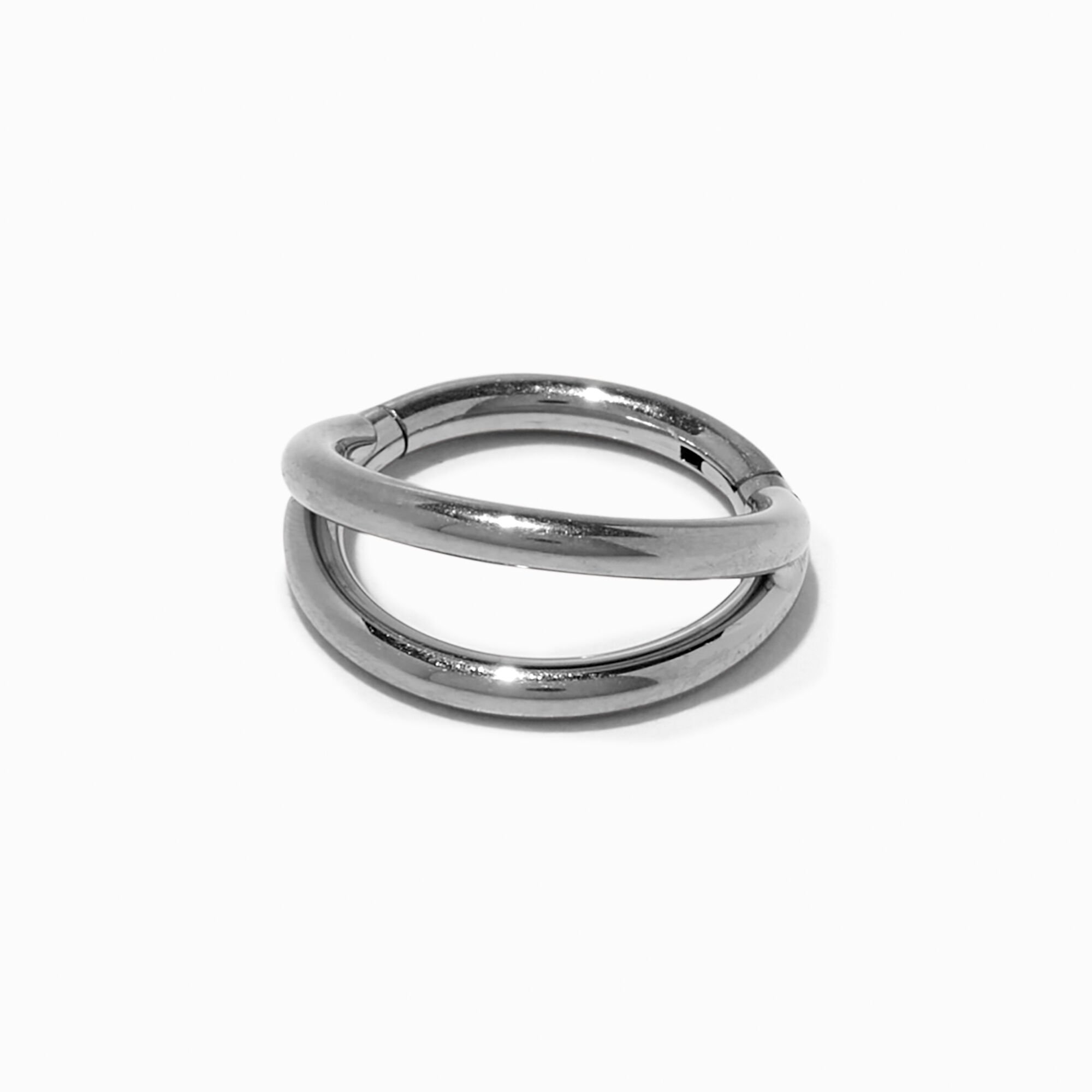 Silver 16G Double Row Titanium Nose Ring Icing US
