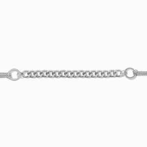 Silver-tone Mixed Chain Choker Necklace,