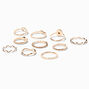 Rose Gold Mixed Statement Rings - 10 Pack,