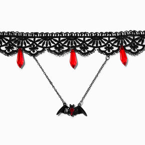 Lace Choker Necklace With Beads Chain Pendants Gothic Jewelry For Woman  Girl - Black