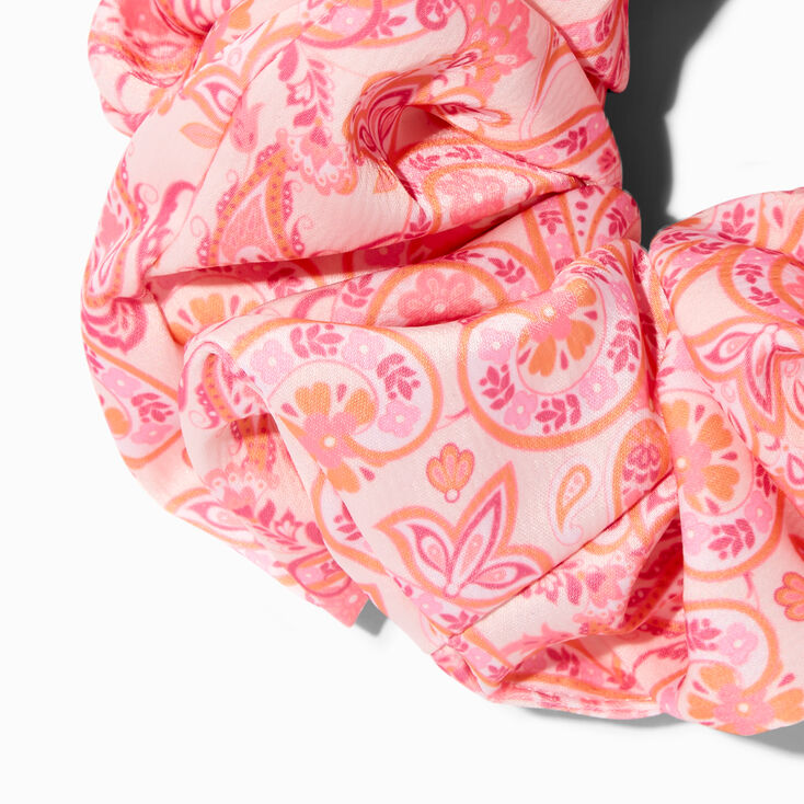 Pink Paisley Print Giant Hair Scrunchie,