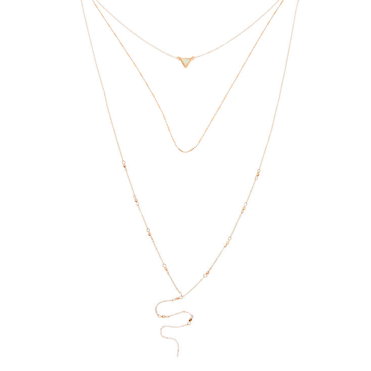 Rose Gold Holographic Stone Multi Strand Necklace,