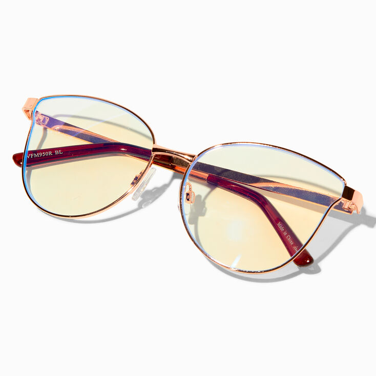 Solar Blue Light Reducing Rose Gold Metal Clear Lens Frames,