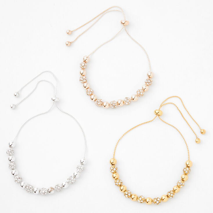 Mixed Metal Disco Bolo Bracelet - 3 Pack,