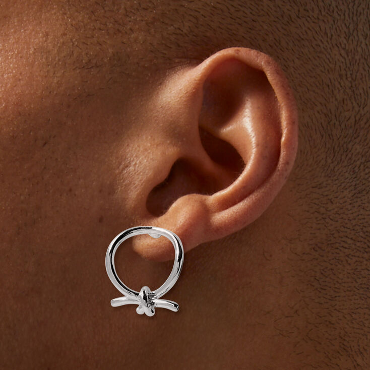Silver-tone Oversized Knot 1&#39;&#39; Drop Earrings,